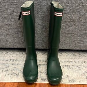 Green Tall Hunter Rain Boots